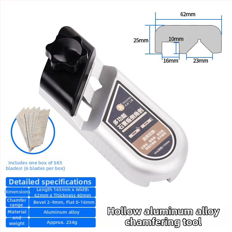 Aluminijski dvostruko namjenski planer za rubove – kantiranje gipokartona i završno rezanje pod pravim kutom, 45° alat za plafon i stolariju