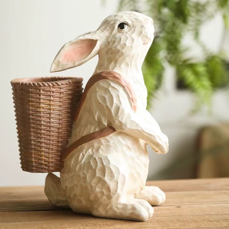 Pleyihe Zec Vrtna Statua, Pastoralni Stil, Skulptura od Smole za Vanjsku Upotrebu