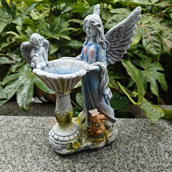 Európai stílusú angyal szobor színváltós lámpával, gyanta kézműves tárgy, napelemes éjjeli lámpa (Anyag: Gyanta; Készítés: félig kézi - félig gépi; IP: Nem engedélyezett)