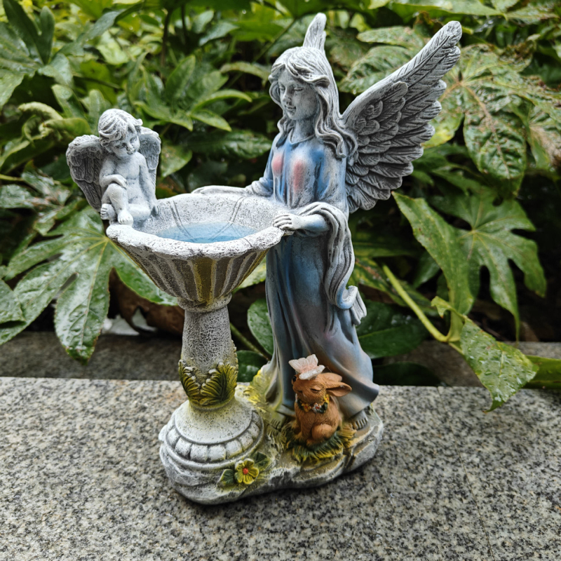 Európai stílusú angyal szobor színváltós lámpával, gyanta kézműves tárgy, napelemes éjjeli lámpa (Anyag: Gyanta; Készítés: félig kézi - félig gépi; IP: Nem engedélyezett)