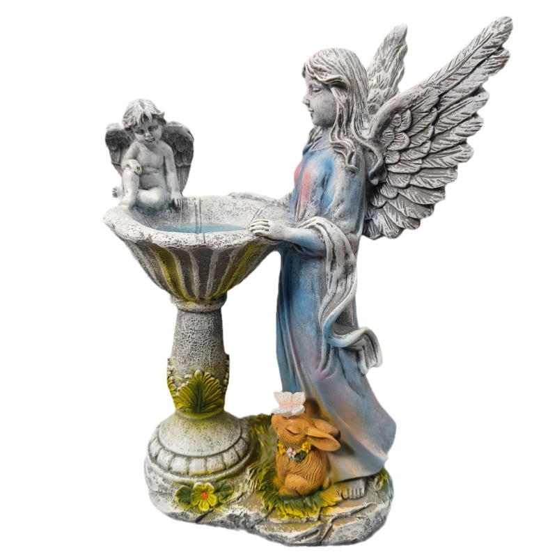 Európai stílusú angyal szobor színváltós lámpával, gyanta kézműves tárgy, napelemes éjjeli lámpa (Anyag: Gyanta; Készítés: félig kézi - félig gépi; IP: Nem engedélyezett)