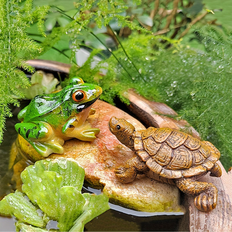 Realistične male figurice žaba i kornjača za vrt, ribnjak, akvarij, bonsai i pejzažnu dekoraciju