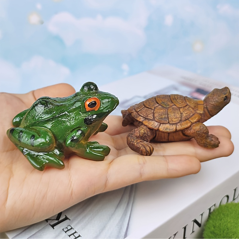 Realistične male figurice žaba i kornjača za vrt, ribnjak, akvarij, bonsai i pejzažnu dekoraciju