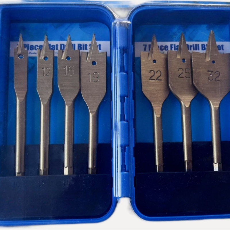 7-dijelni set ravnih bušilica za drvo s kutijom za pohranu