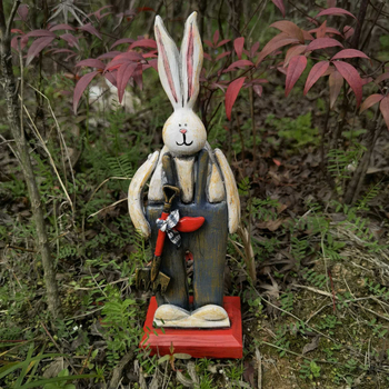 Nyúl kerti szobor, Húsvét, amerikai vidéki retro stílus, boxwood anyag, karikatúra stílus