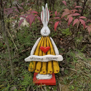 Nyúl kerti szobor, Húsvét, amerikai vidéki retro stílus, boxwood anyag, karikatúra stílus