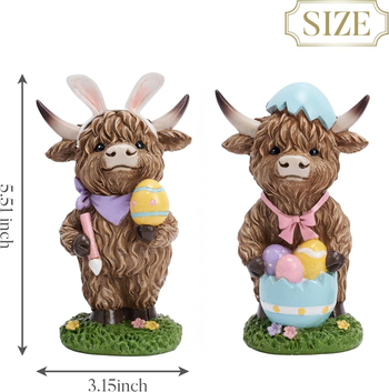 Uskrsna Highland krava – ukras za vrt od smole, Šifra proizvoda 0099, Stil originalni dizajn