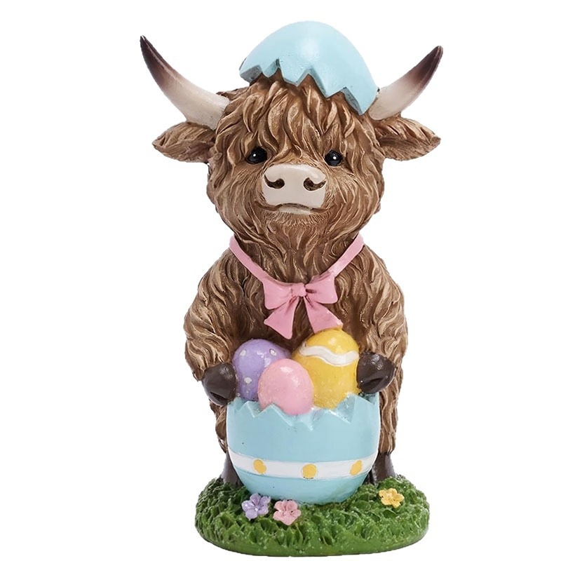Uskrsna Highland krava – ukras za vrt od smole, Šifra proizvoda 0099, Stil originalni dizajn