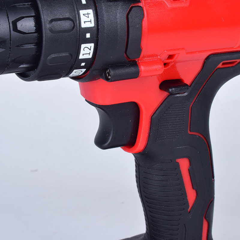 Kábeles fúrópisztoly-markolatú fúró, kefés motor, többfokozatú sebességszabályozás, háromcsúcsos tok, 50–250V AC/DC