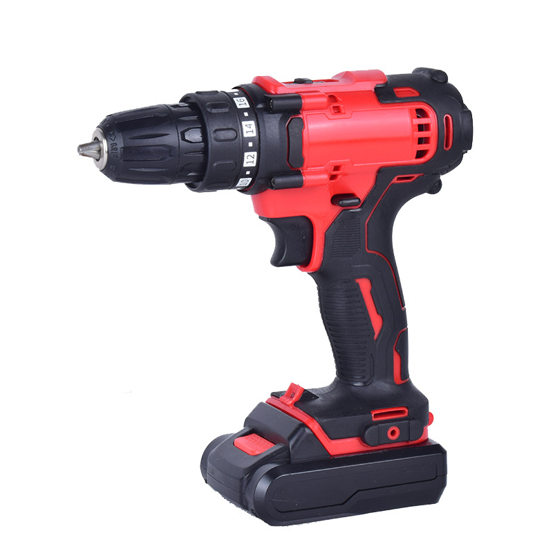 Kábeles fúrópisztoly-markolatú fúró, kefés motor, többfokozatú sebességszabályozás, háromcsúcsos tok, 50–250V AC/DC