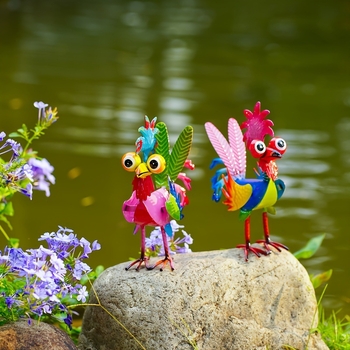 Željezni pijetao – 3D šarena dekorativna figura za unutarnje stolove i vrt
