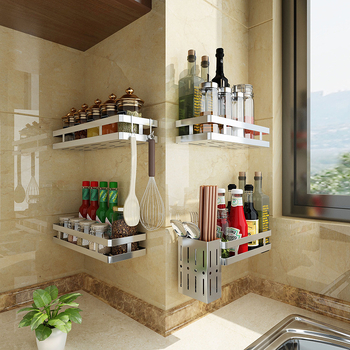 Stalak za začine od 304 nehrđajućeg čelika, zidni, bez bušenja, modernog minimalističkog dizajna