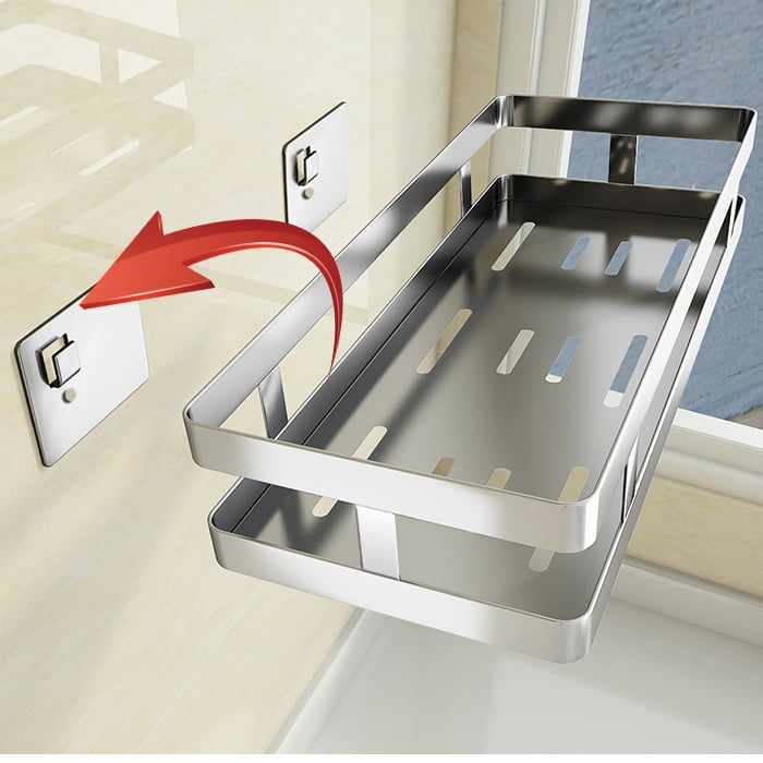 Stalak za začine od 304 nehrđajućeg čelika, zidni, bez bušenja, modernog minimalističkog dizajna
