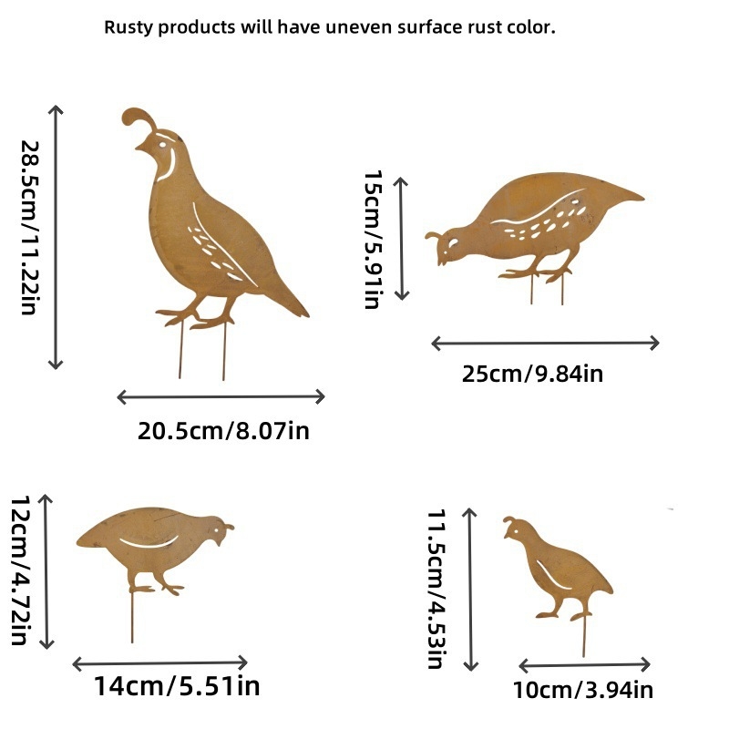 Fürj alakú kerti sziluett – vasból készült dekoráció, modern minimális stílus (Anyag: Vas; Kategória: Állatok; Stílus: Modern minimális; Alkalmazási területek: Otthon, Kert, Beltér és kültér, Iroda)