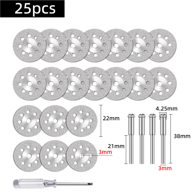 Diamond cutting and grinding disc kit for woodworking — high-speed steel saw blade, diamond disc, and resin double-mesh grinding wheel for electric grinders