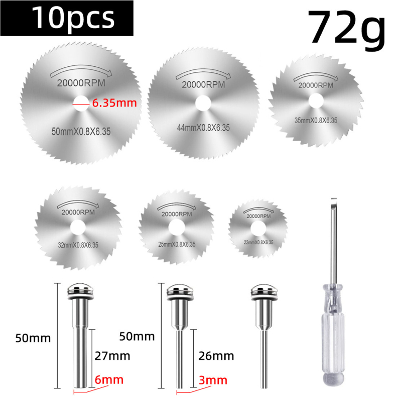 Diamond cutting and grinding disc kit for woodworking — high-speed steel saw blade, diamond disc, and resin double-mesh grinding wheel for electric grinders