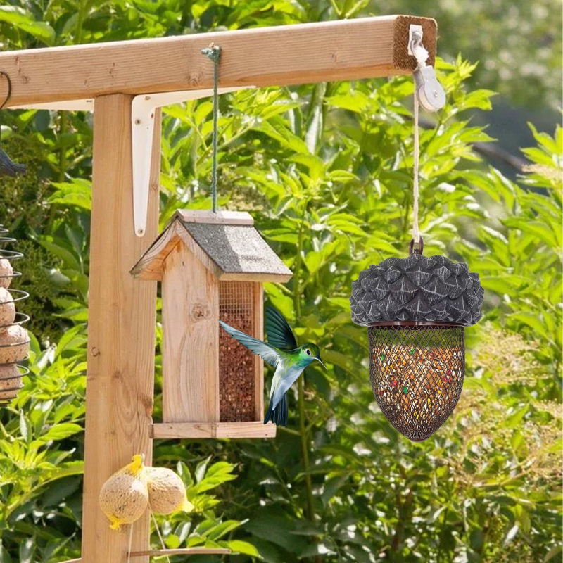 Hranilica za kolibri – dekorativna smolna dekoracija za vrt u obliku žira, za viseće postavljanje