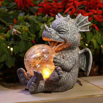 Dinozavrova vrtna skulptura sa solarnom lampom za vanjsku upotrebu, vodootporna dekoracija od smole