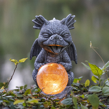 Dinozavrova vrtna skulptura sa solarnom lampom za vanjsku upotrebu, vodootporna dekoracija od smole