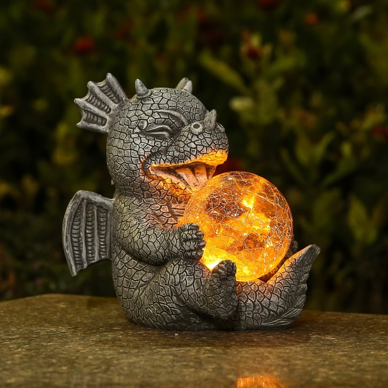 Dinozavrova vrtna skulptura sa solarnom lampom za vanjsku upotrebu, vodootporna dekoracija od smole