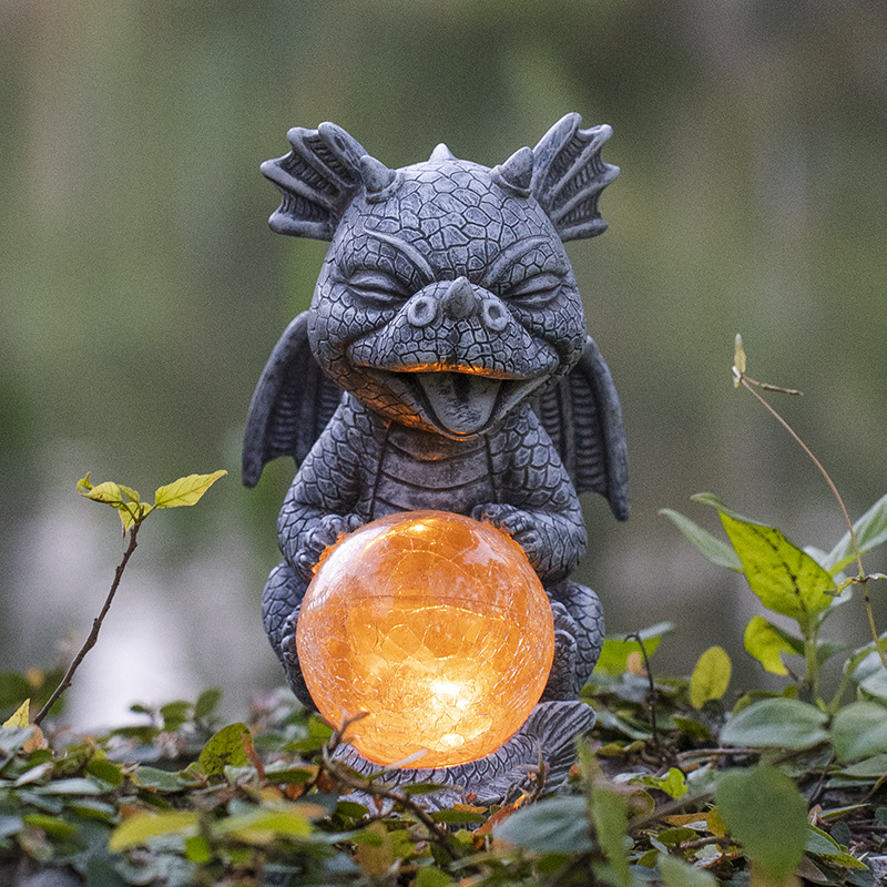 Dinozavrova vrtna skulptura sa solarnom lampom za vanjsku upotrebu, vodootporna dekoracija od smole