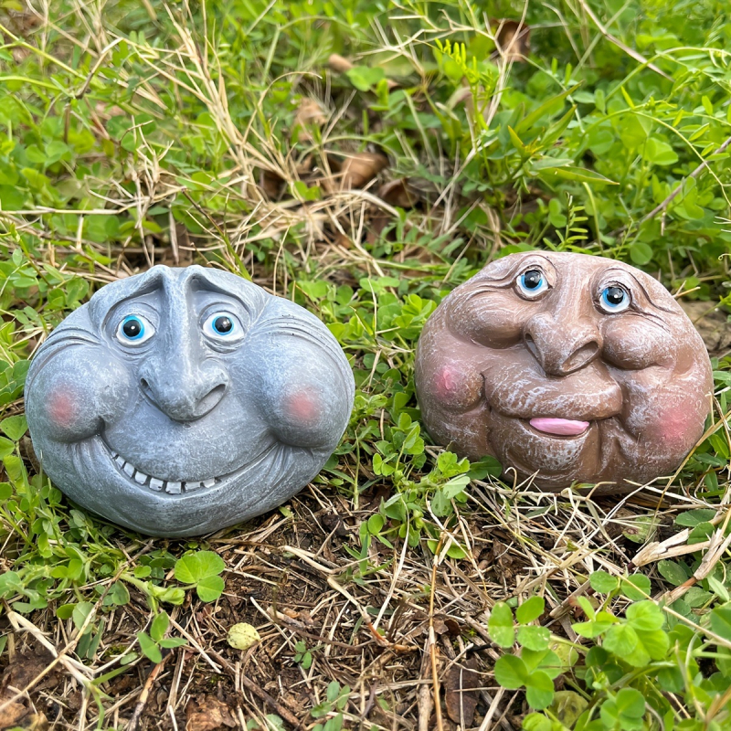 Vanjske statue s kameno-likim licem, razigrane karikature teme, skulptura od smole za vrt i dvorište — materijal: prirodna smola; stil: crtić; tip materijala: plastika, smola