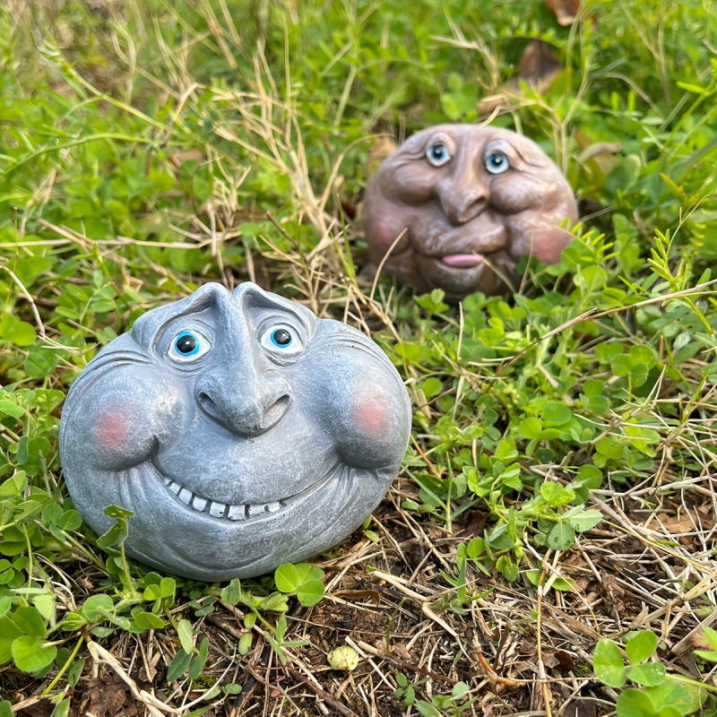 Vanjske statue s kameno-likim licem, razigrane karikature teme, skulptura od smole za vrt i dvorište — materijal: prirodna smola; stil: crtić; tip materijala: plastika, smola