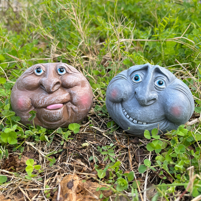Vanjske statue s kameno-likim licem, razigrane karikature teme, skulptura od smole za vrt i dvorište — materijal: prirodna smola; stil: crtić; tip materijala: plastika, smola
