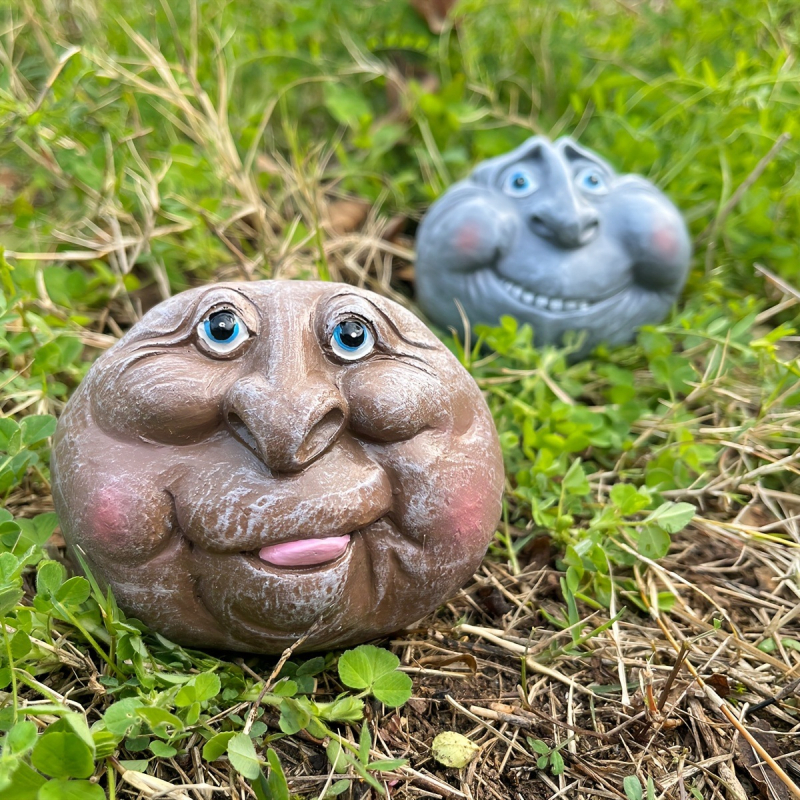 Vanjske statue s kameno-likim licem, razigrane karikature teme, skulptura od smole za vrt i dvorište — materijal: prirodna smola; stil: crtić; tip materijala: plastika, smola