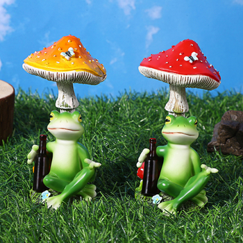 Kerti díszfigura, gyanta béka figura kültéri mikrotájhoz, tó és sziklakert dizájnhoz, modern egyszerű stílus