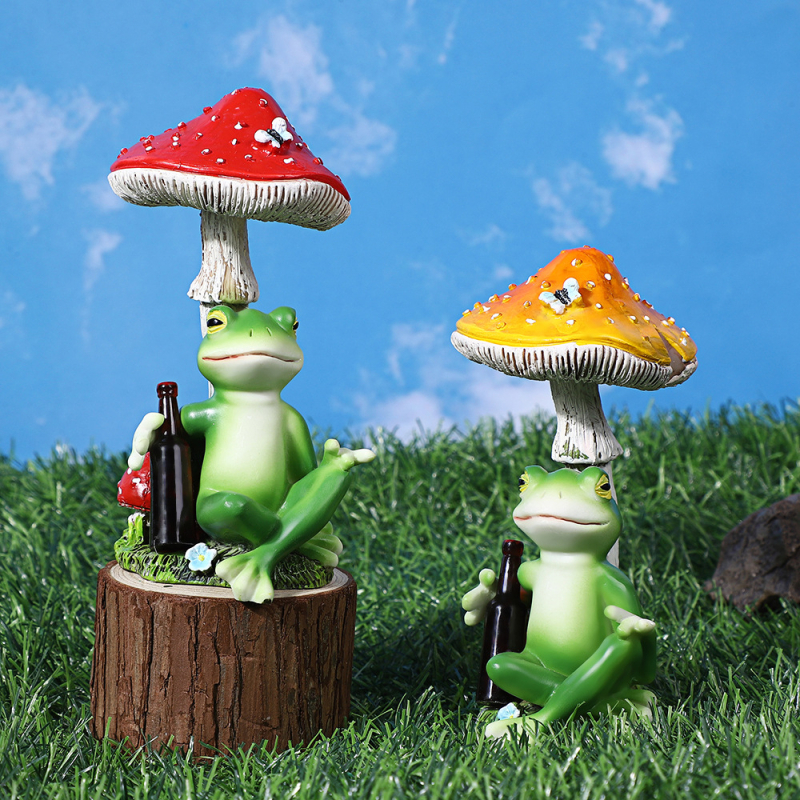 Kerti díszfigura, gyanta béka figura kültéri mikrotájhoz, tó és sziklakert dizájnhoz, modern egyszerű stílus