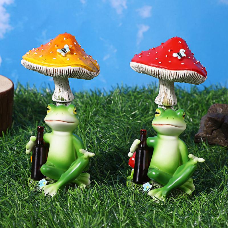 Kerti díszfigura, gyanta béka figura kültéri mikrotájhoz, tó és sziklakert dizájnhoz, modern egyszerű stílus