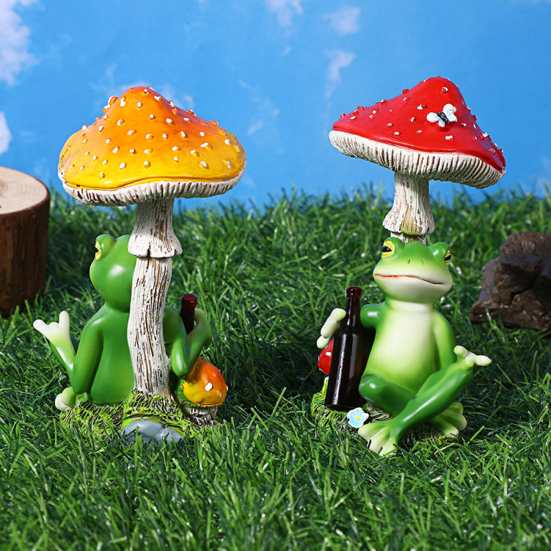 Kerti díszfigura, gyanta béka figura kültéri mikrotájhoz, tó és sziklakert dizájnhoz, modern egyszerű stílus