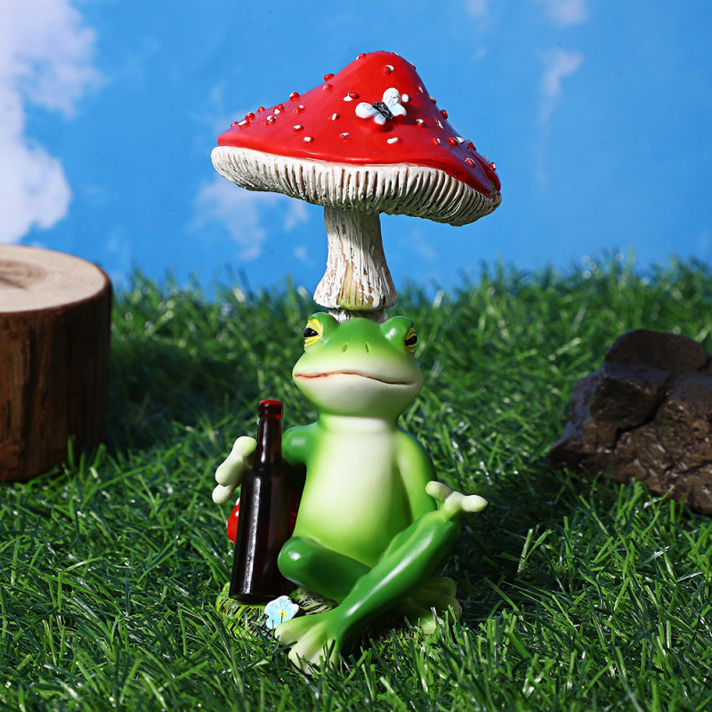 Kerti díszfigura, gyanta béka figura kültéri mikrotájhoz, tó és sziklakert dizájnhoz, modern egyszerű stílus