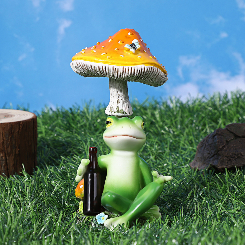 Kerti díszfigura, gyanta béka figura kültéri mikrotájhoz, tó és sziklakert dizájnhoz, modern egyszerű stílus