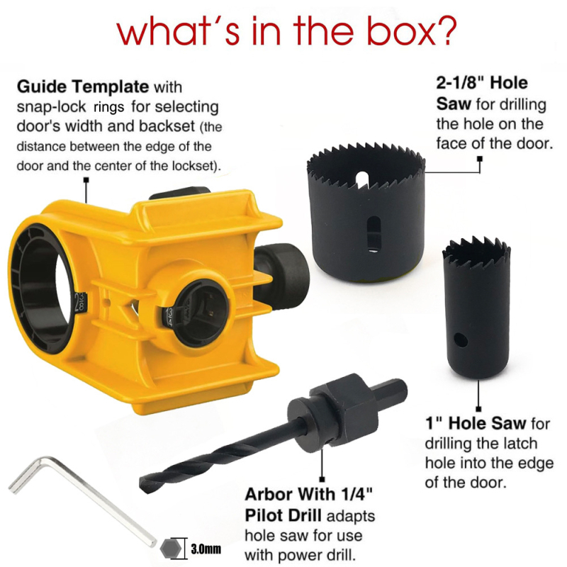 Ball Lock Hole Opener za drvena vrata, 530 g, alat za bušenje otvora u drvetu