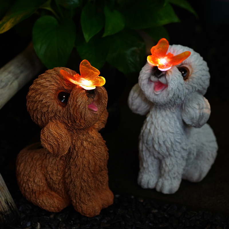 Tang Yun Crafts Gyanta kerti dísz: Teddy kutya napenergiával működő dekoráció udvarra és erkélyre