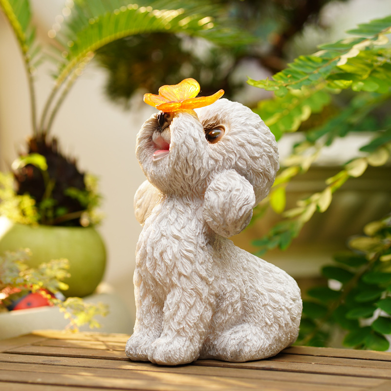 Tang Yun Crafts Gyanta kerti dísz: Teddy kutya napenergiával működő dekoráció udvarra és erkélyre