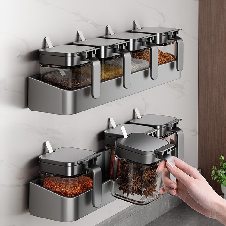 Nehrđajući čelik – zidni držač noževa i začina – bez bušenja, višefunkcionalni kuhinjski organizator