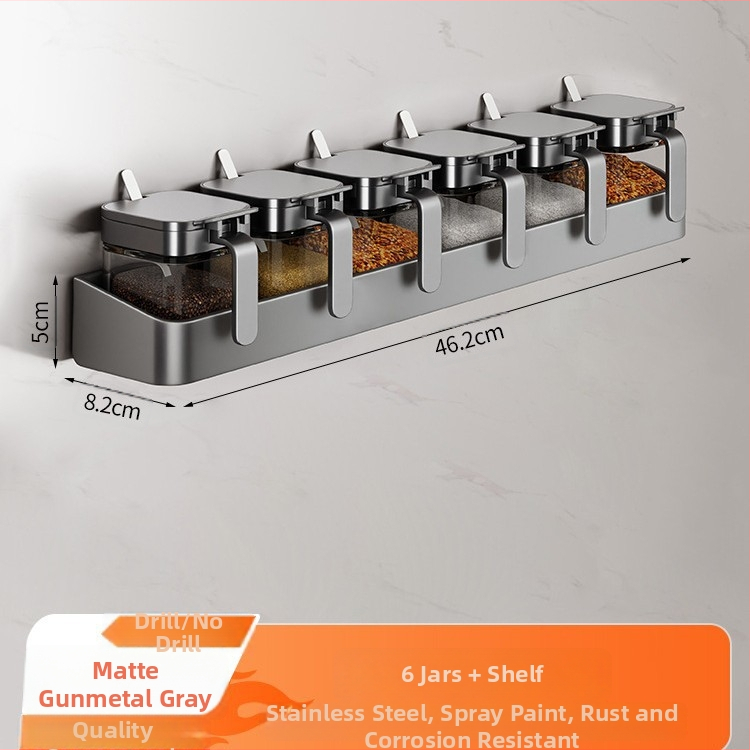 Nehrđajući čelik – zidni držač noževa i začina – bez bušenja, višefunkcionalni kuhinjski organizator