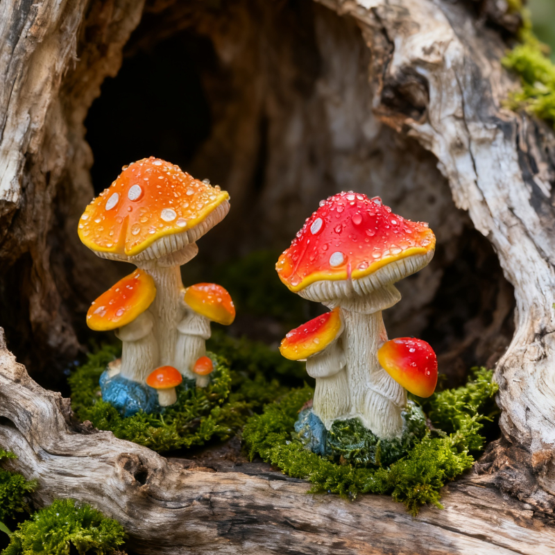 Udvari gomba dekoráció (Anyag: gyanta; Anyag típus: műanyag, gyanta; Stílus: pasztorális; Kategória: gyanta kézműves termékek; Csomagolás: hagyományos csomagolás)