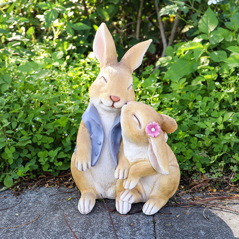 Figura od smole za vrt: crtani par zeca i koala za vanjsku dekoraciju, krajolik ukras; Materijal: smola; Kategorija: skulpture od smole; Pakiranje: karton