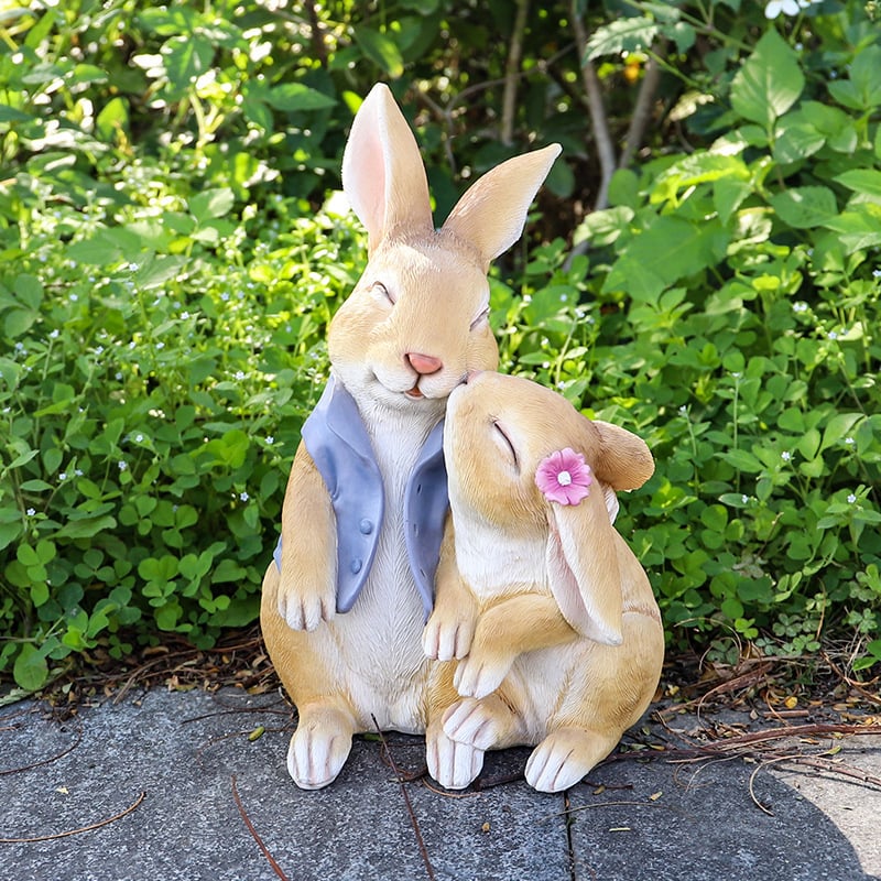 Figura od smole za vrt: crtani par zeca i koala za vanjsku dekoraciju, krajolik ukras; Materijal: smola; Kategorija: skulpture od smole; Pakiranje: karton