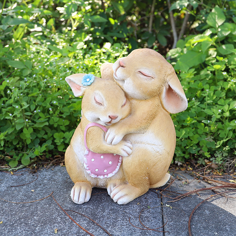 Figura od smole za vrt: crtani par zeca i koala za vanjsku dekoraciju, krajolik ukras; Materijal: smola; Kategorija: skulpture od smole; Pakiranje: karton