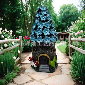 Smolna kućica s gljivom – dekorativna figura, pastoralni stil, ručni rad od smole, pogodna kao dar za vjenčanje, rođendan i Božić