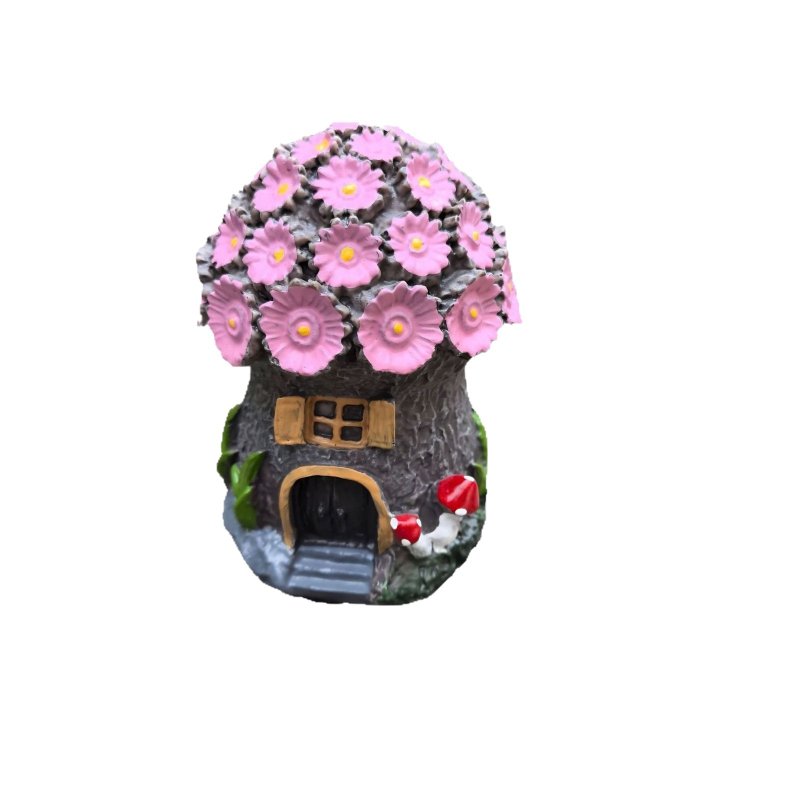 Smolna kućica s gljivom – dekorativna figura, pastoralni stil, ručni rad od smole, pogodna kao dar za vjenčanje, rođendan i Božić