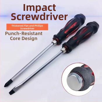 Impactovo odolný skrutkovač set s krížovou a plochou špičkou pre priemyselné použitie — plastové telo; rukoväť z chróm-vanádiovej zliatiny; typ hlavice: kríž