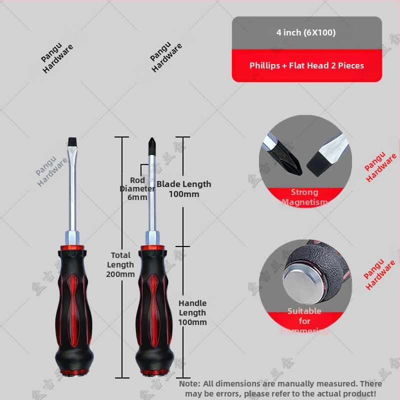 Impactovo odolný skrutkovač set s krížovou a plochou špičkou pre priemyselné použitie — plastové telo; rukoväť z chróm-vanádiovej zliatiny; typ hlavice: kríž