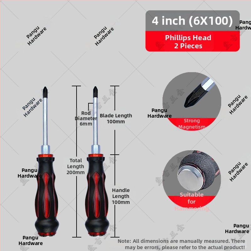 Impactovo odolný skrutkovač set s krížovou a plochou špičkou pre priemyselné použitie — plastové telo; rukoväť z chróm-vanádiovej zliatiny; typ hlavice: kríž