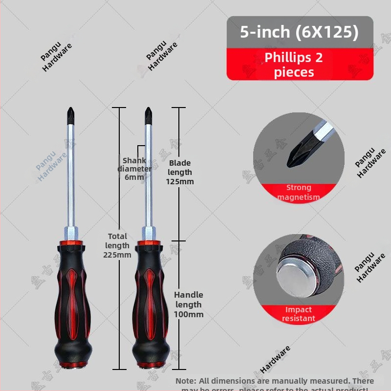 Impactovo odolný skrutkovač set s krížovou a plochou špičkou pre priemyselné použitie — plastové telo; rukoväť z chróm-vanádiovej zliatiny; typ hlavice: kríž